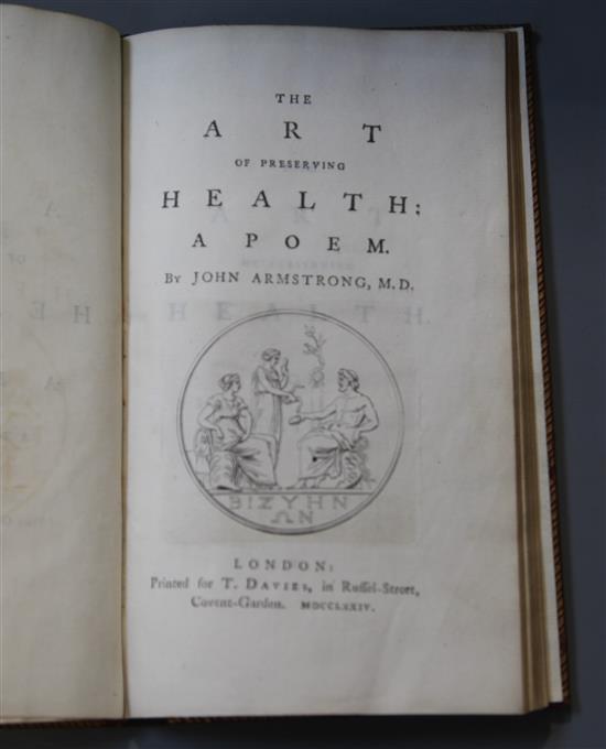 Armstrong, John - The Art of Preserving Heath: A Poem, 12mo, contemporary gilt tooled morocco, London 1774